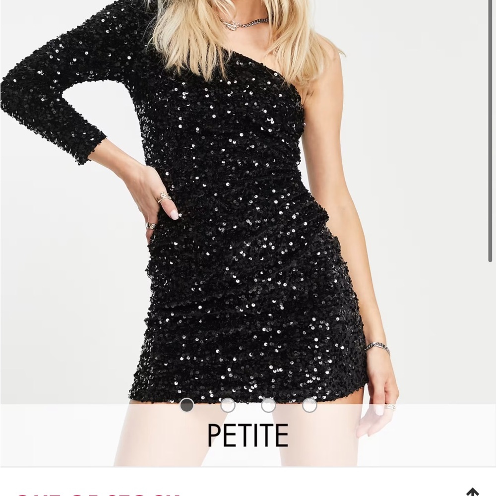 Black Sequin One-Shoulder Dress